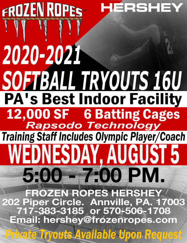20202021 Softball Tryouts 16U Frozen Ropes Hershey, PA