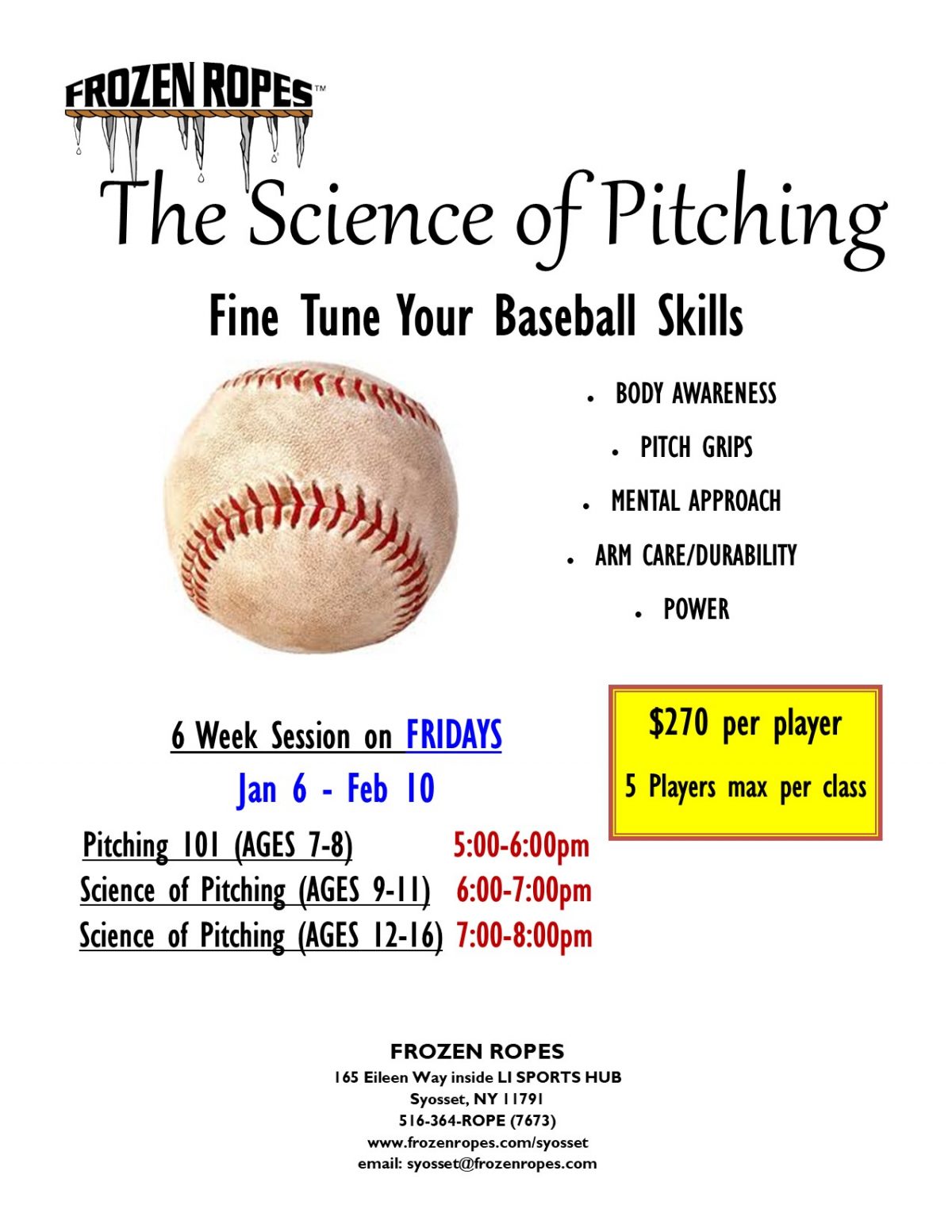 Advanced Pitching Class Winter 1 2023 - Frozen Ropes Syosset, NY