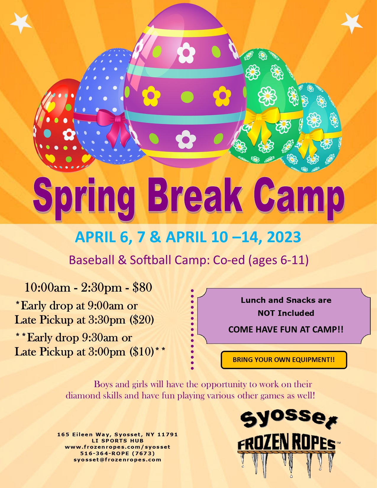 Spring Break Flyer 2023 updated - Frozen Ropes Syosset, NY